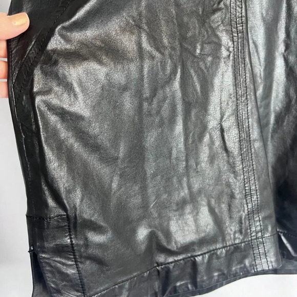 Helmut Lang Black Vneck Cow Leather & Wool Long Sleeve Tunic Top Size Small - Picture 5 of 12